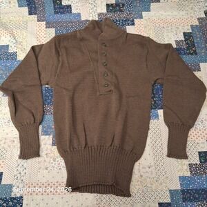 True Vintage 60s US Military 5 Button High Neck Wool Field Sweater Mens S DSA